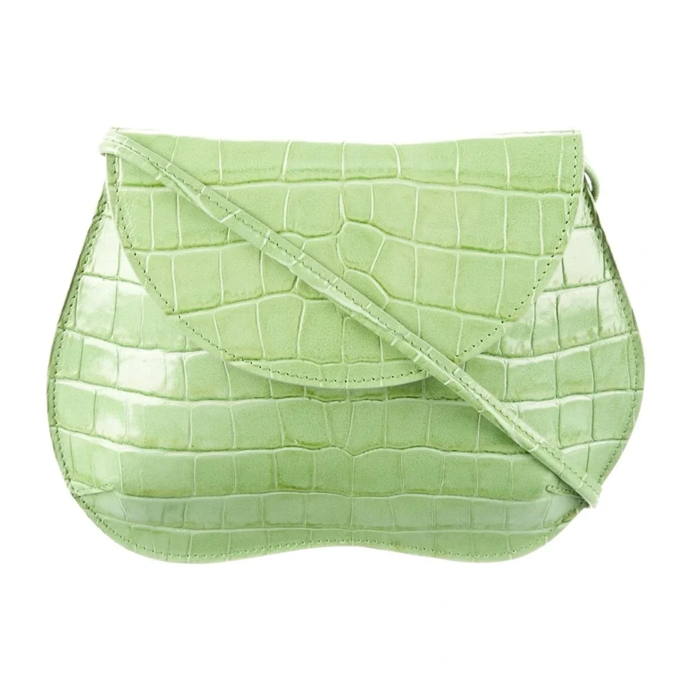 Croc-Embossed Light Green Crossbody Bag